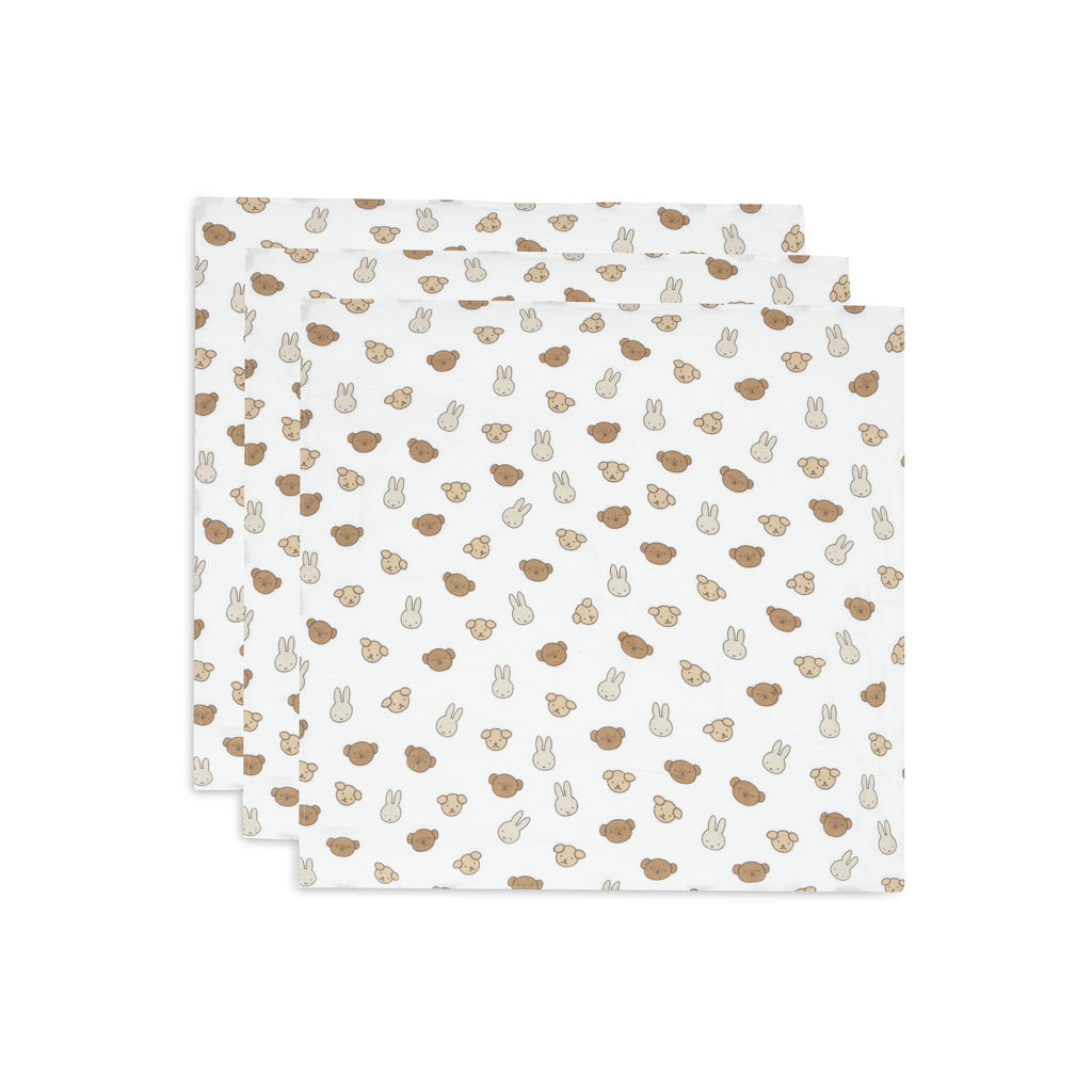 Jollein hydrofiele doek small Miffy and Friends - offwhite/beige (set van 3)