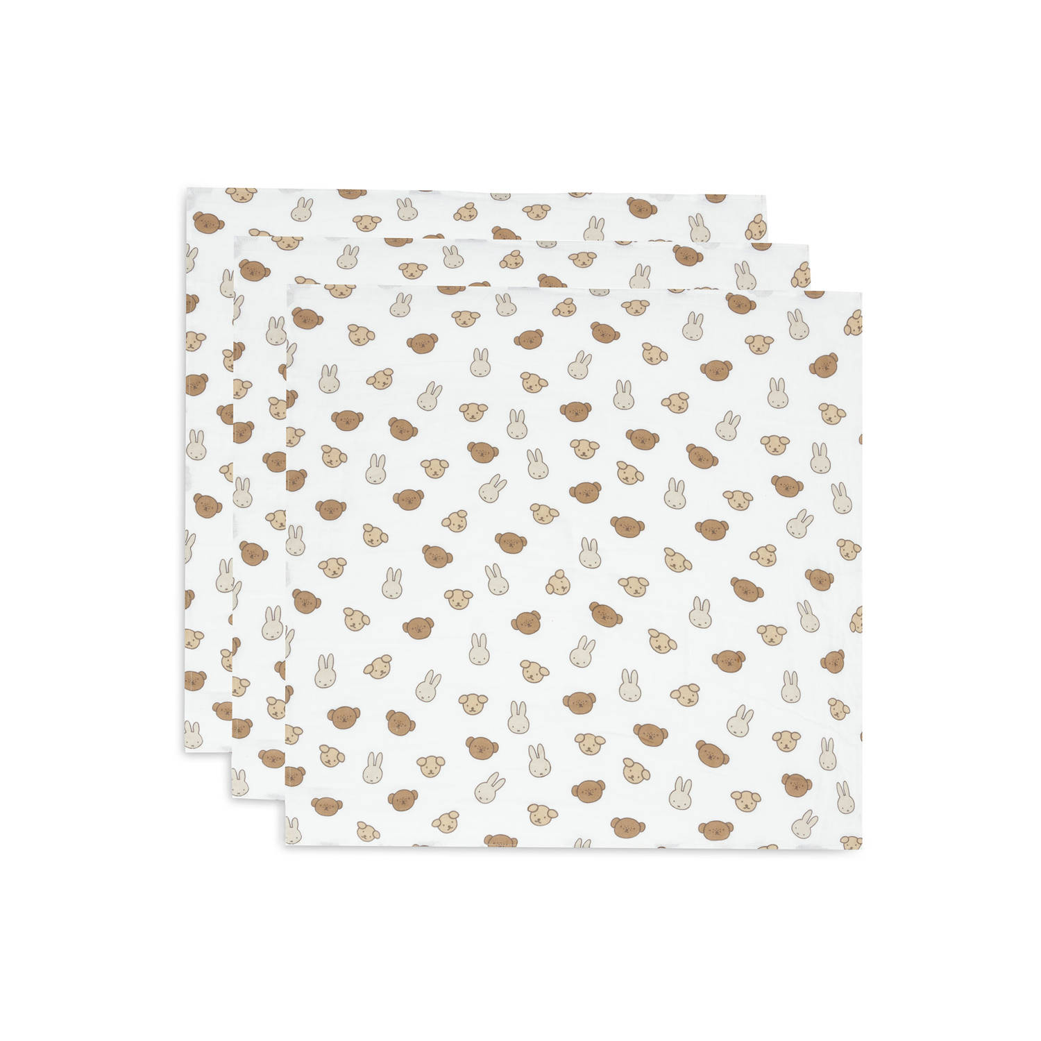 Jollein hydrofiele doek small Miffy and Friends set van 3 offwhite beige