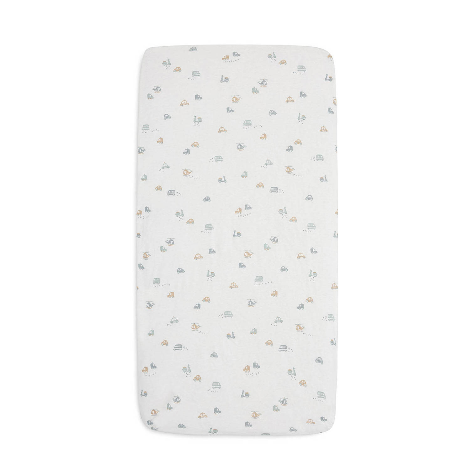 Jollein jersey wieg hoeslaken On The Go offwhite blauw beige