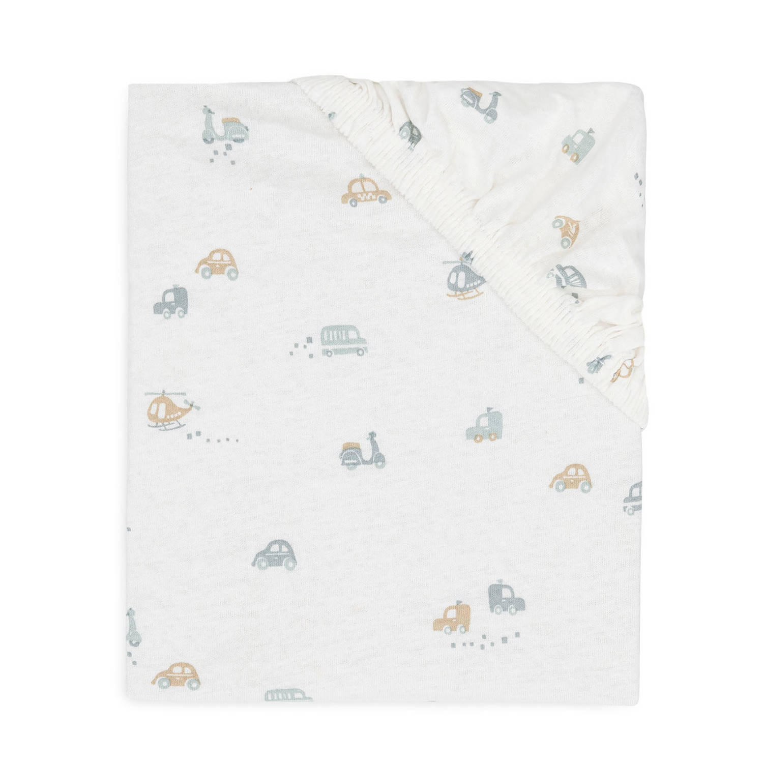 Jollein jersey wieg hoeslaken On The Go offwhite blauw beige