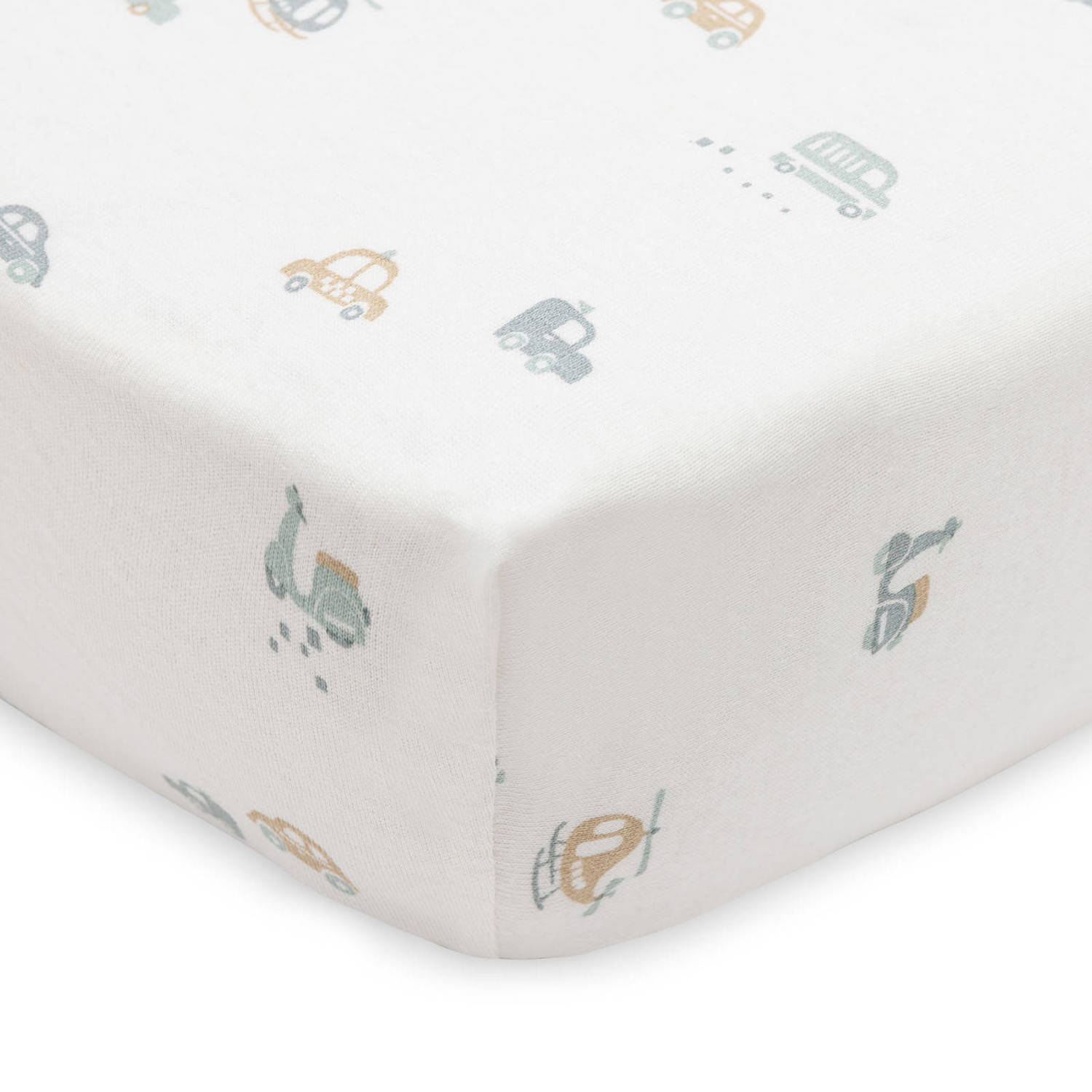 Jollein jersey wieg hoeslaken On The Go offwhite blauw beige