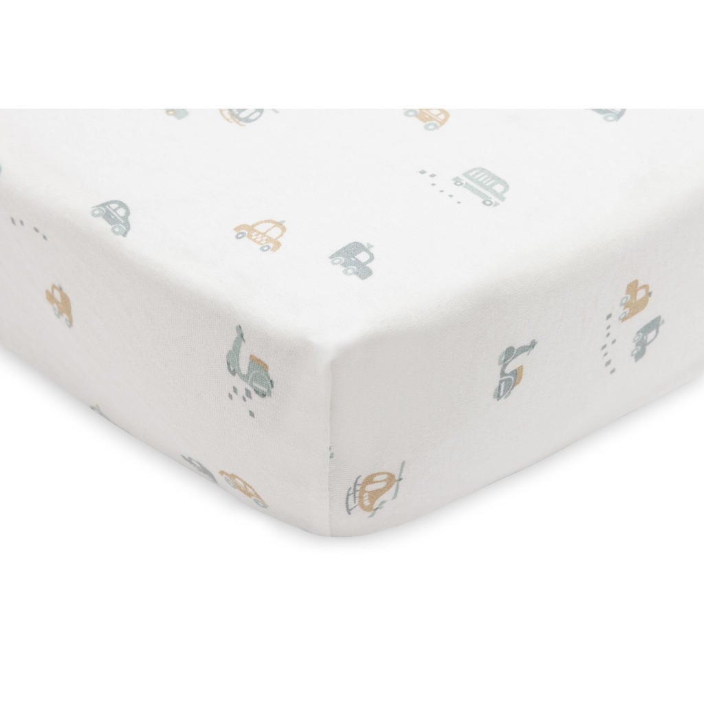 Jollein jersey peuter hoeslaken On The Go offwhite/blauw/beige