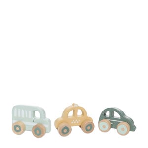 houten auto op wielen (set van 3)