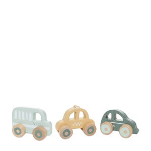 houten auto op wielen (set van 3)