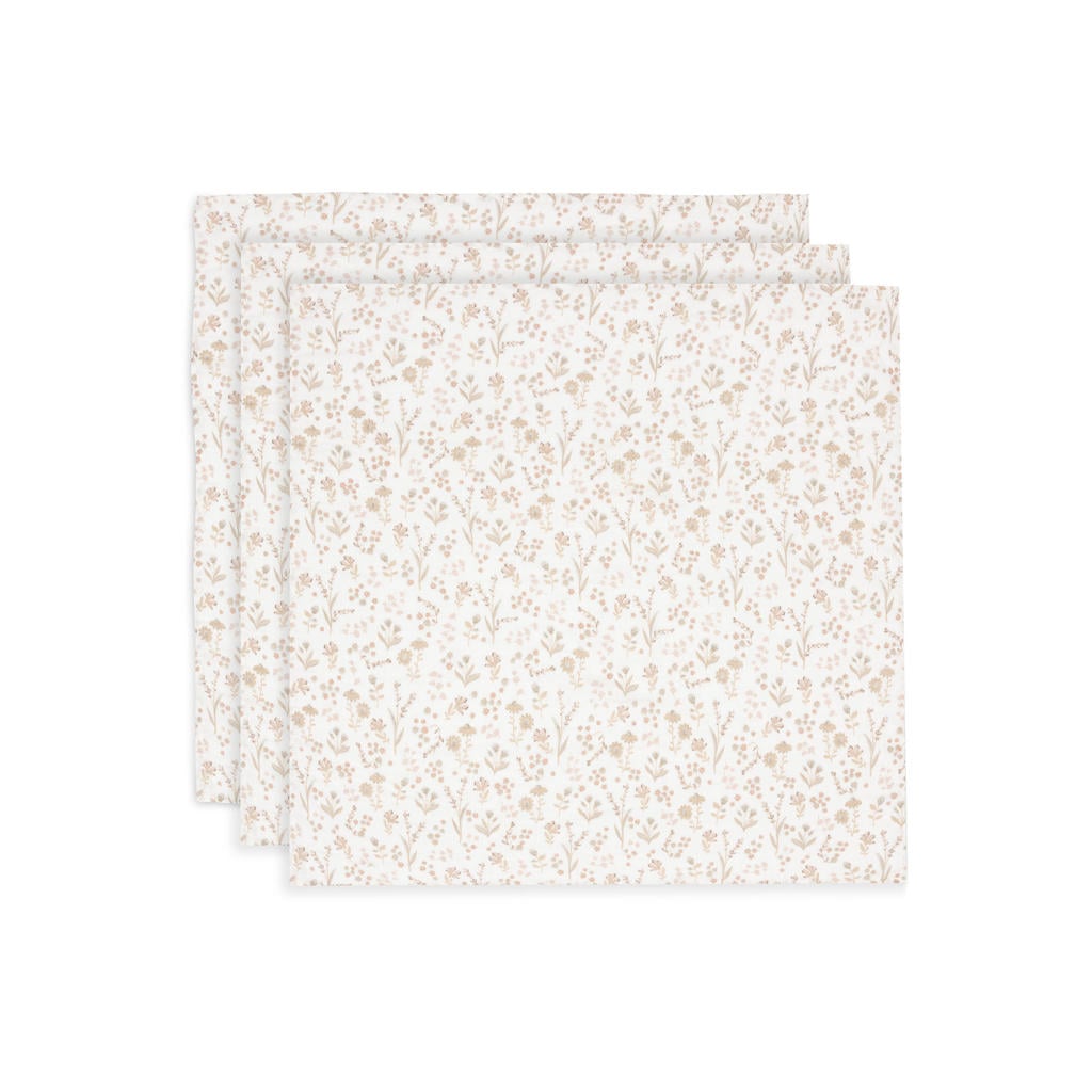 Jollein hydrofiele doek small Bloomy - Offwhite/beige (set van 3)