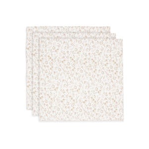 hydrofiele doek small Bloomy - Offwhite/beige (set van 3)