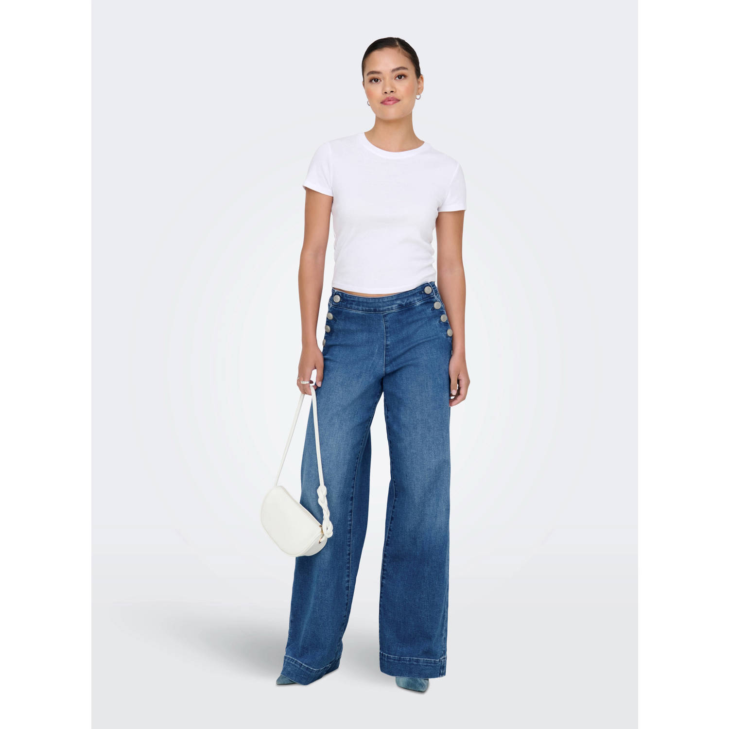 ONLY high waist wide leg jeans medium blue denim