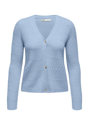 vest lichtblauw gebreid