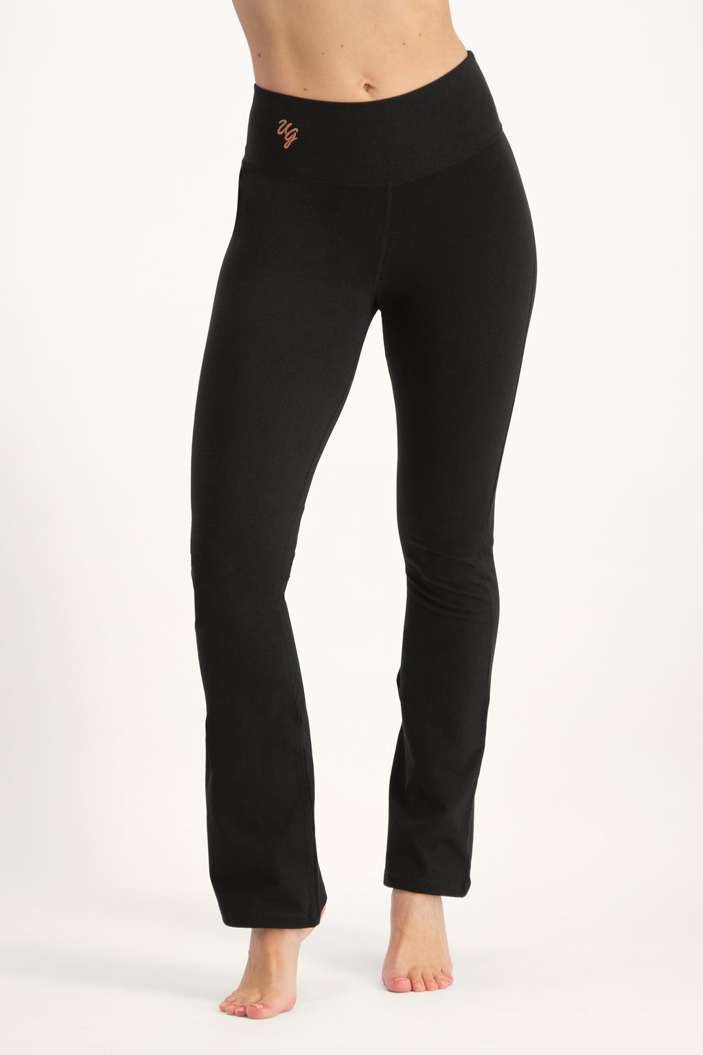 Zwarte dames Urban Goddess flared sportlegging van katoen met regular waist en effen