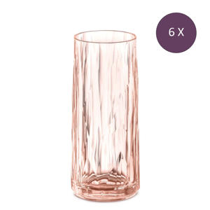 Longdrinkglas, 250 ml, thermoplastic - Roze - Koziol Club No. 3 (6 stuks) 