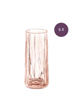Longdrinkglas, 250 ml, thermoplastic - Roze - Koziol Club No. 3 (6 stuks) 