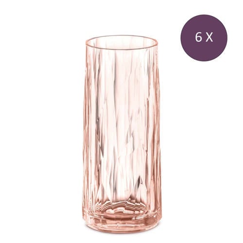 Koziol Longdrinkglas, 250 ml, thermoplastic - Roze - Koziol Club No. 3 (6 stuks) afbeelding