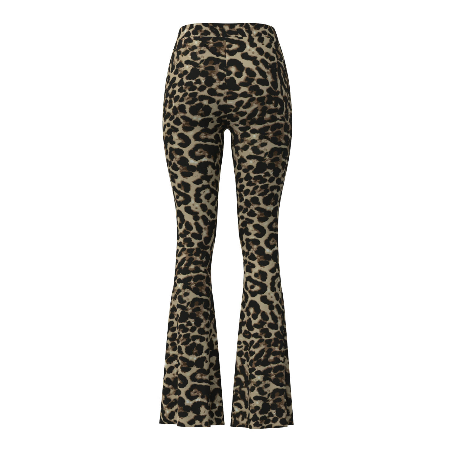 VILA flared legging met panterprint VILEOA zwart beige