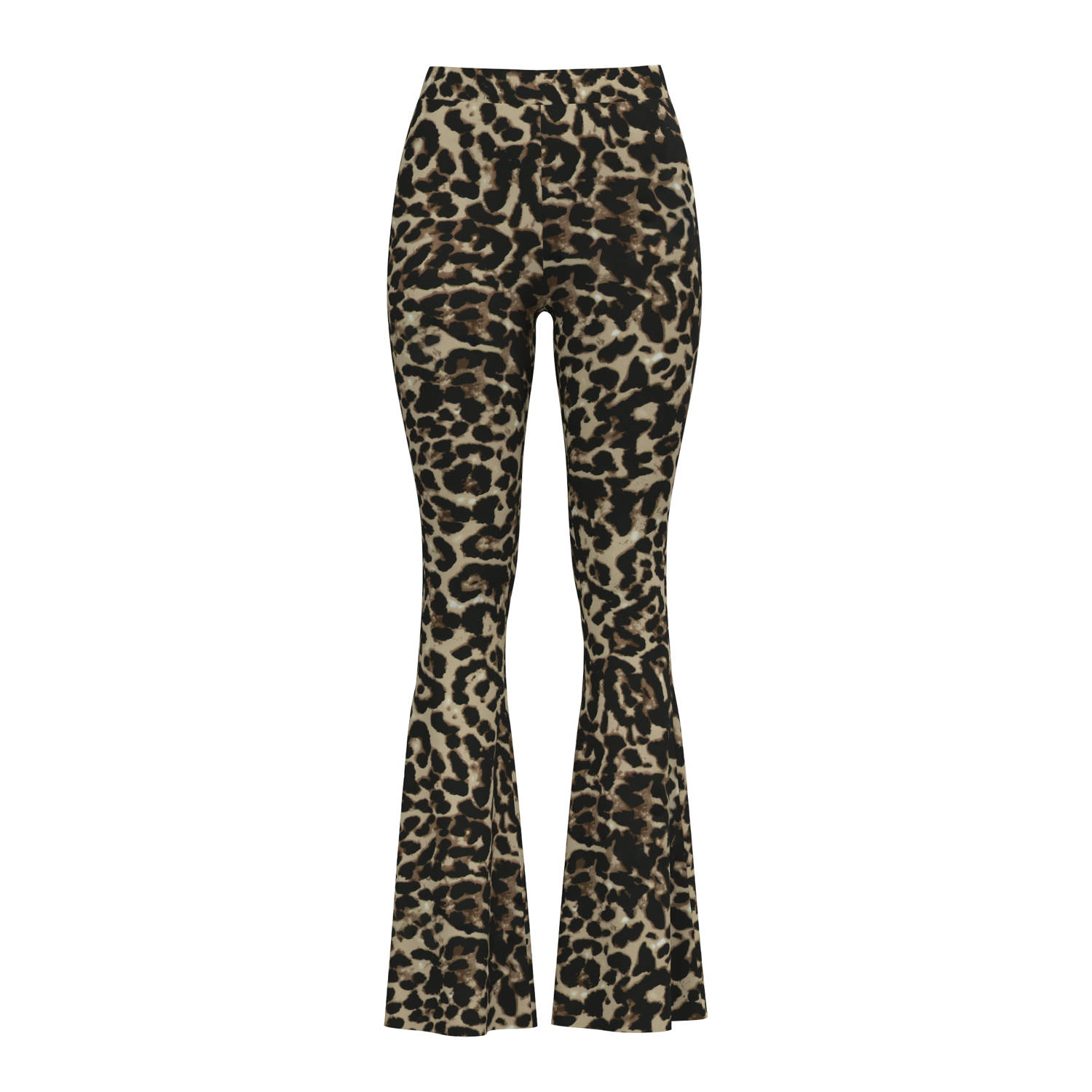 VILA flared legging met panterprint VILEOA zwart beige