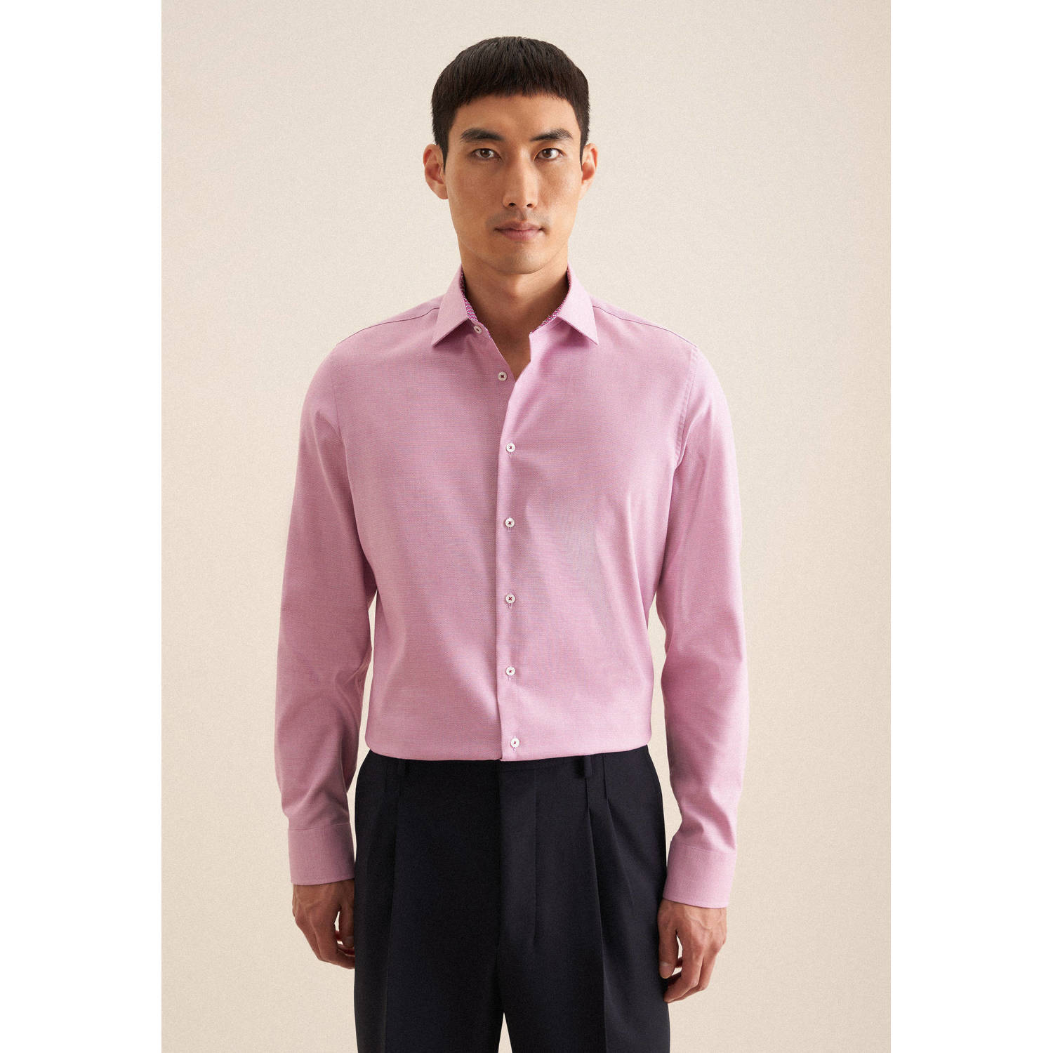 Seidensticker casual overhemd met textuur roze