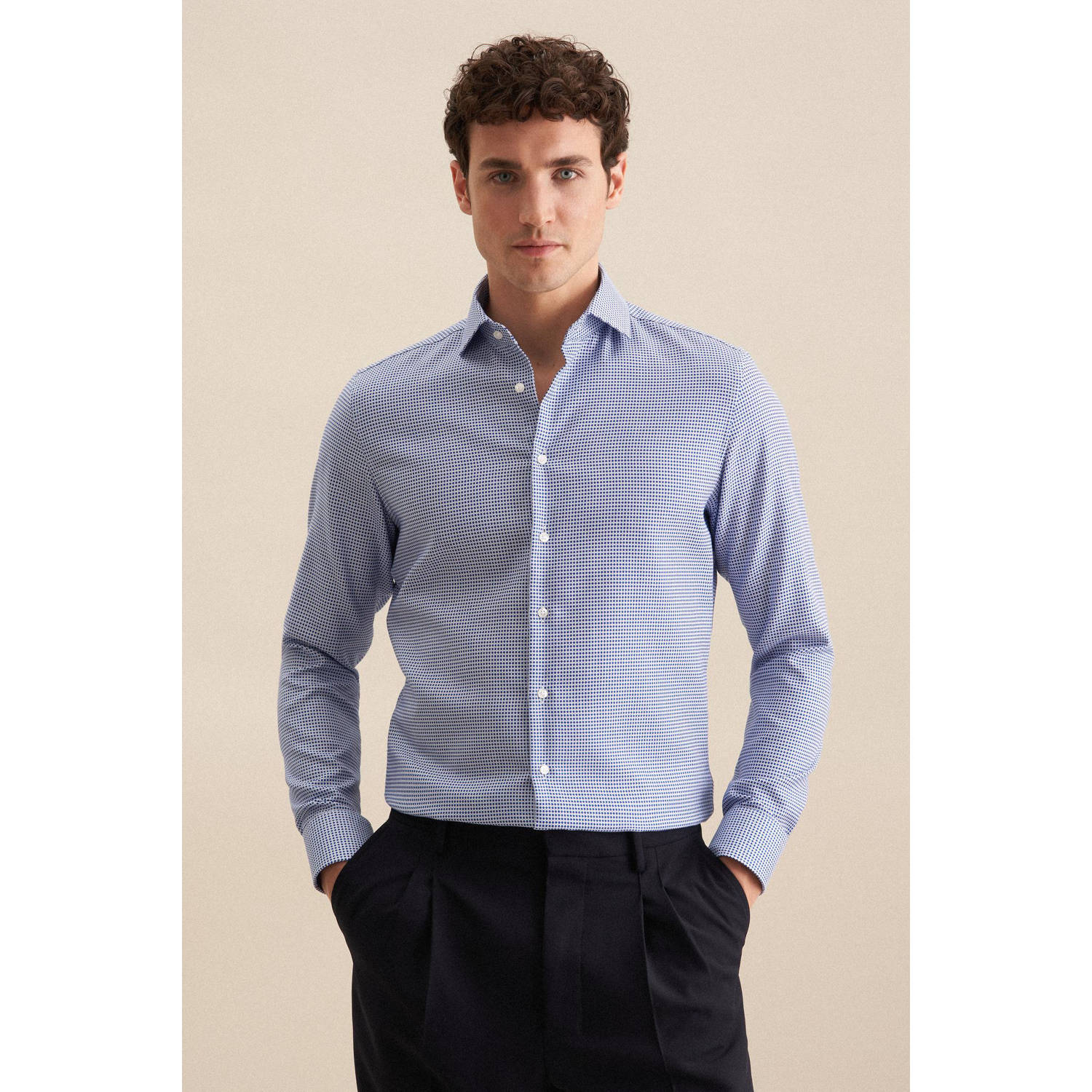 Seidensticker casual overhemd blauw