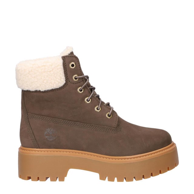 Timberland Stone Street gevoerde nubuck veterboots bruin wehkamp