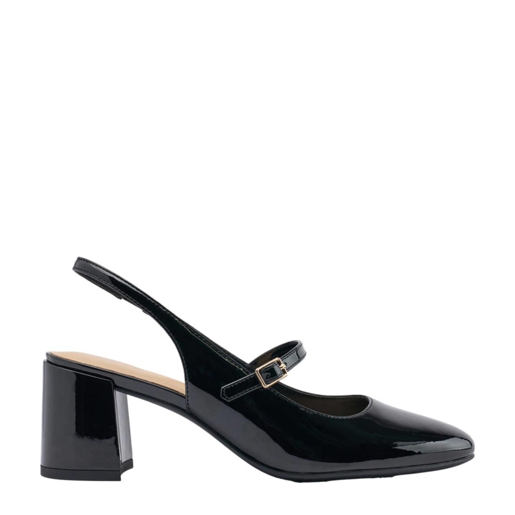 Zwarte dames Graceland lak slingback pumps van imitatie leer/synthetisch met gesp
