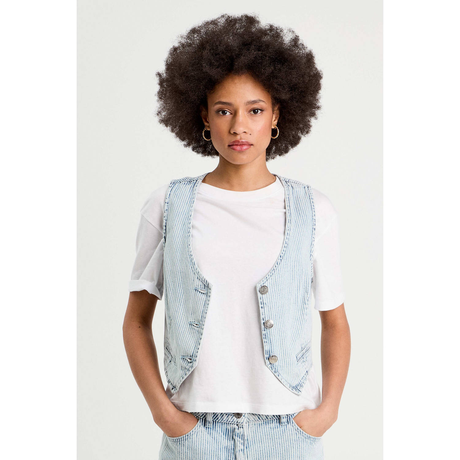 Cache gilet light blue denim