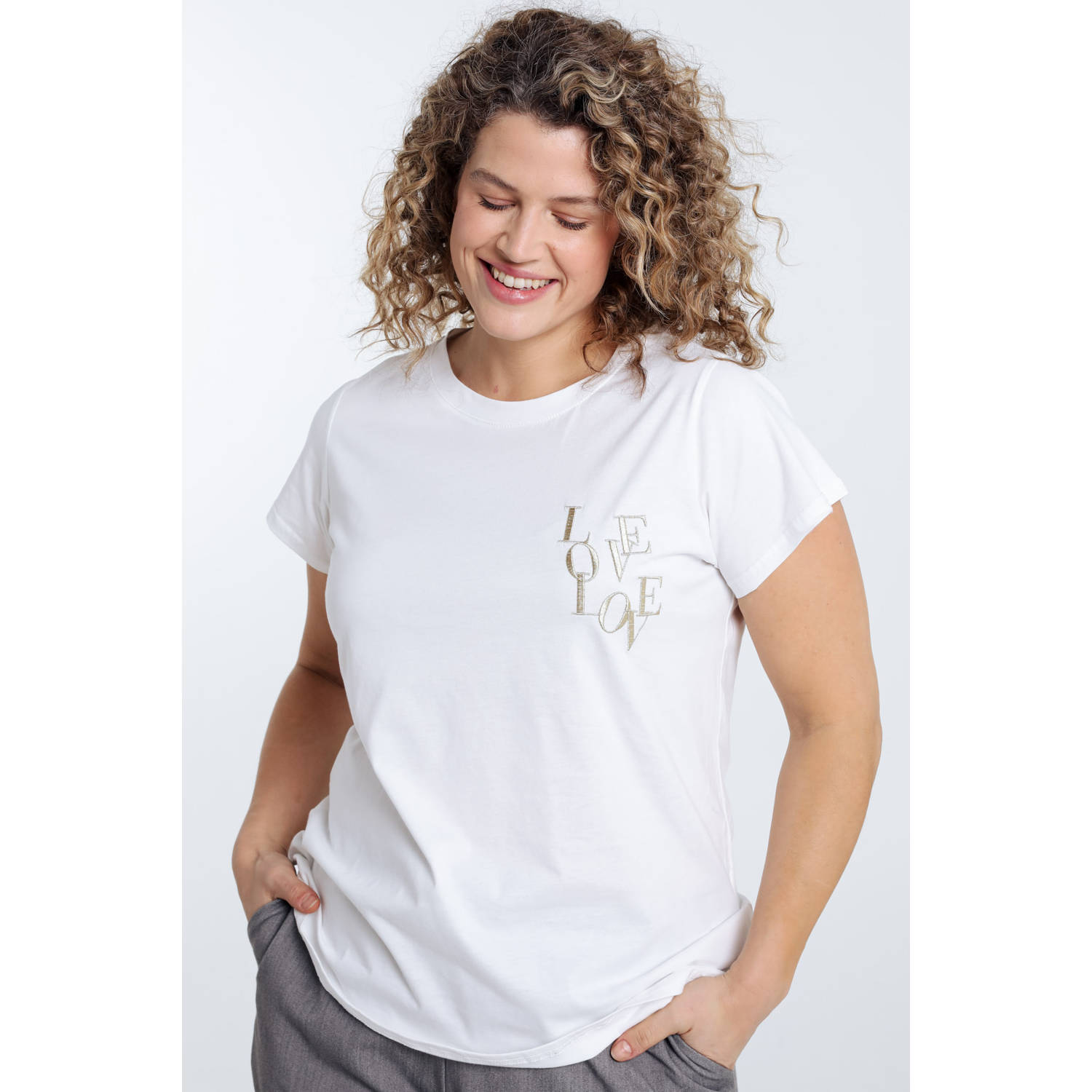 Paprika straight regular waist casual broek grijs