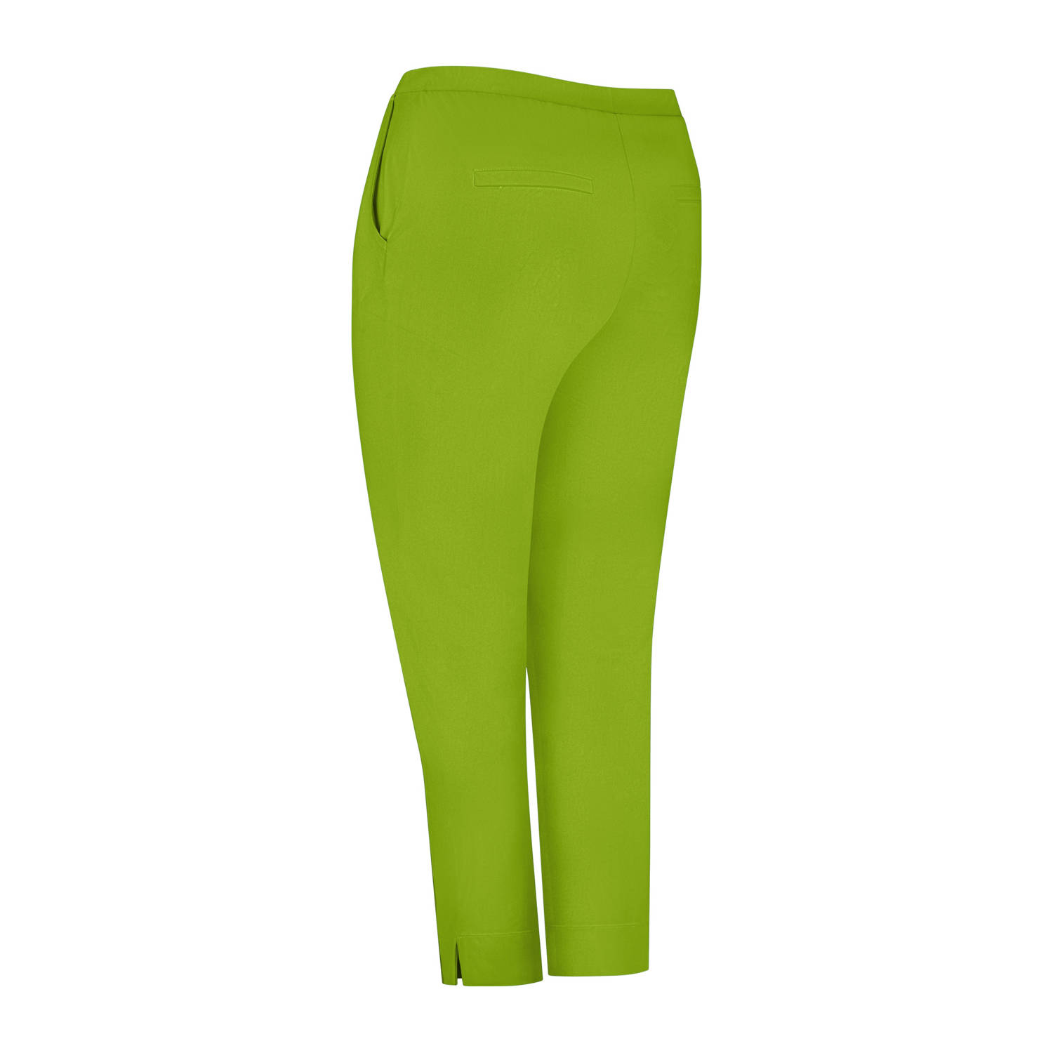 Plus Basics travelstof straight high waist broek groen