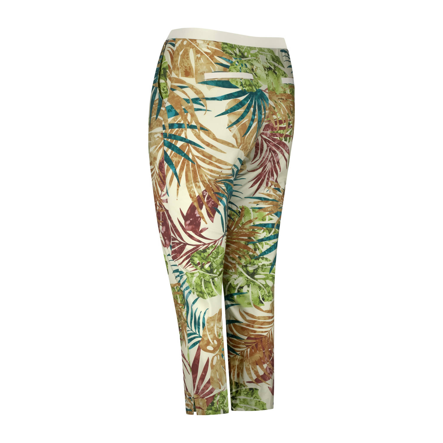 Plus Basics travelstof straight high waist broek groen