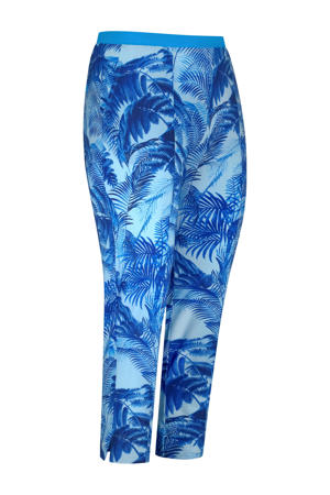 travelstof straight high waist broek blauw