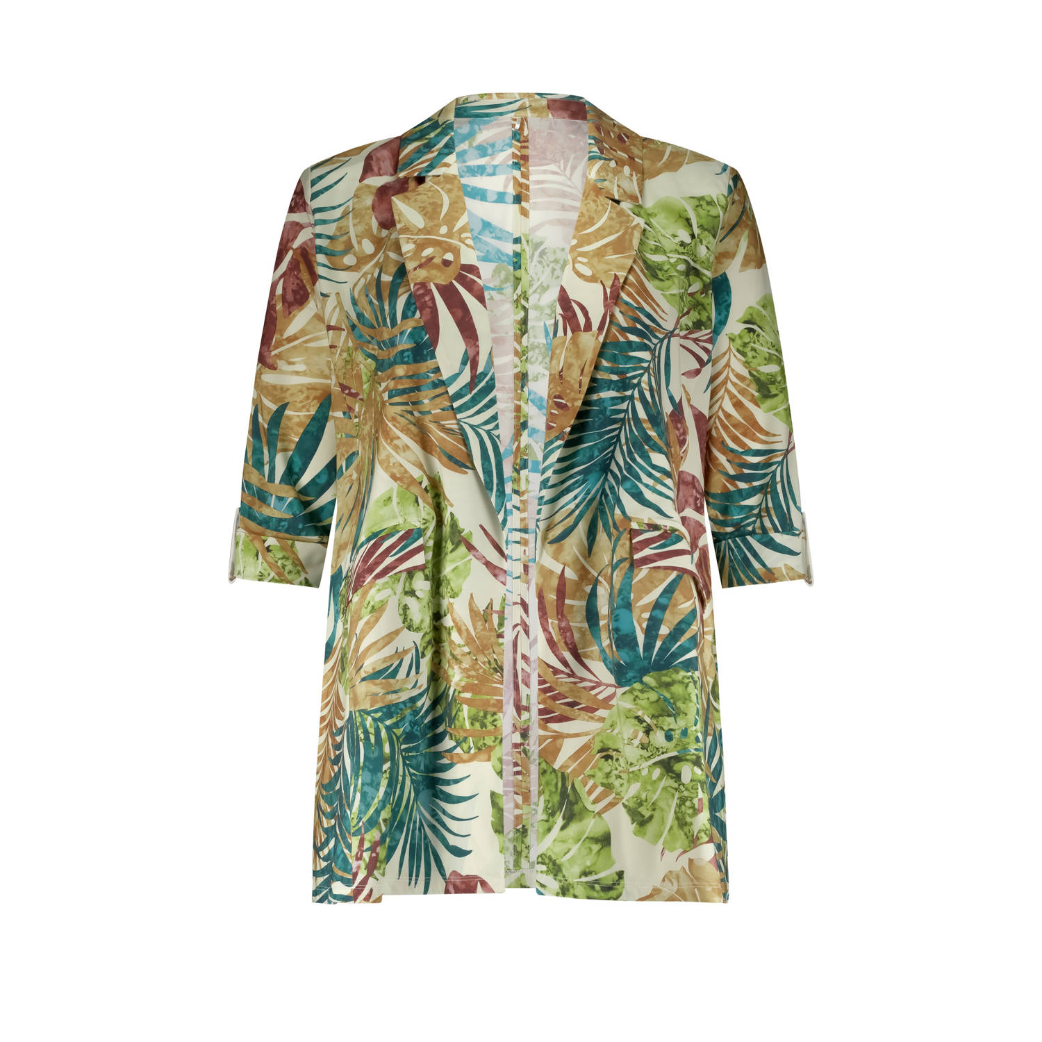 Plus Basics travelstof regular blazer groen