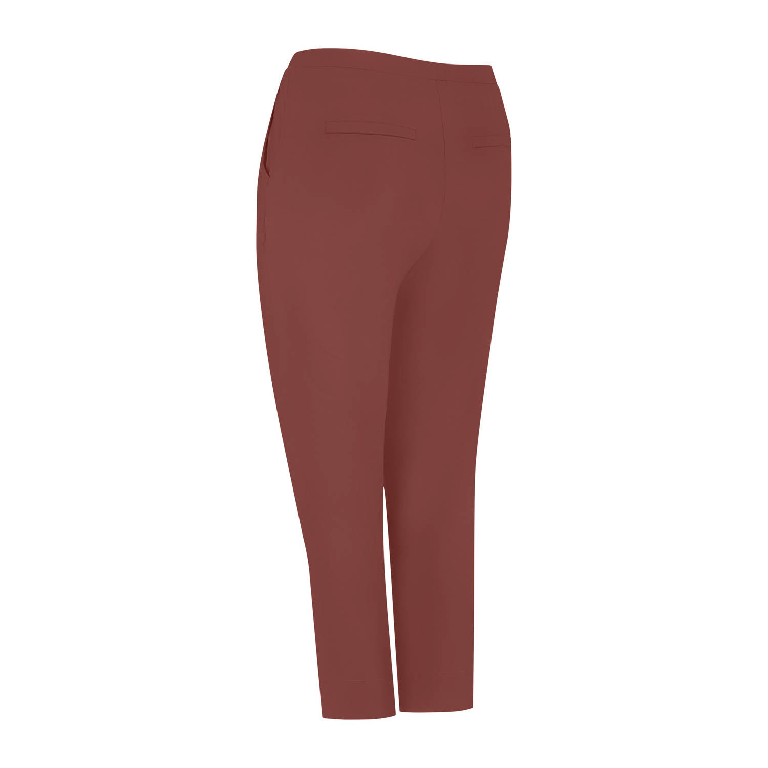 Plus Basics straight high waist broek roodbruin
