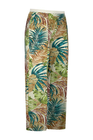 travelstof wide leg high waist broek groen