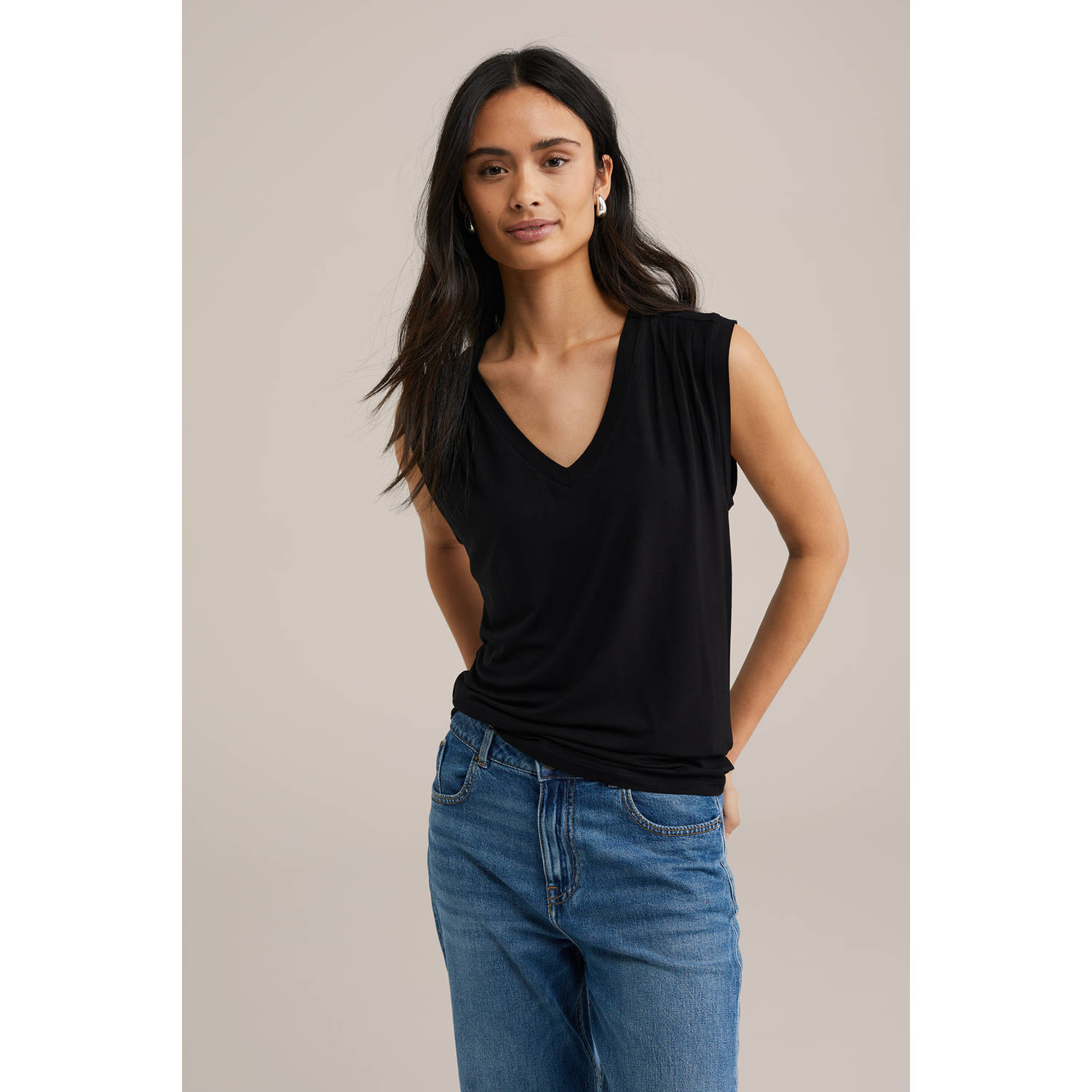 WE Fashion mouwloze top zwart