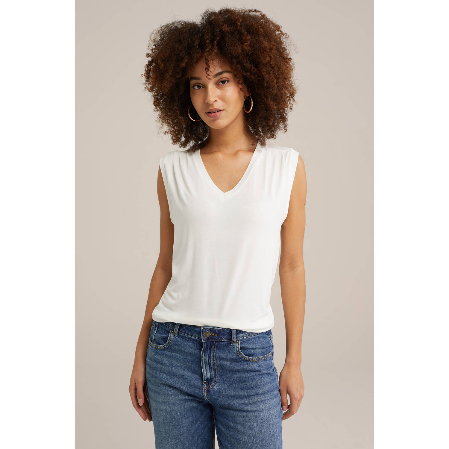 WE Fashion mouwloze top ecru
