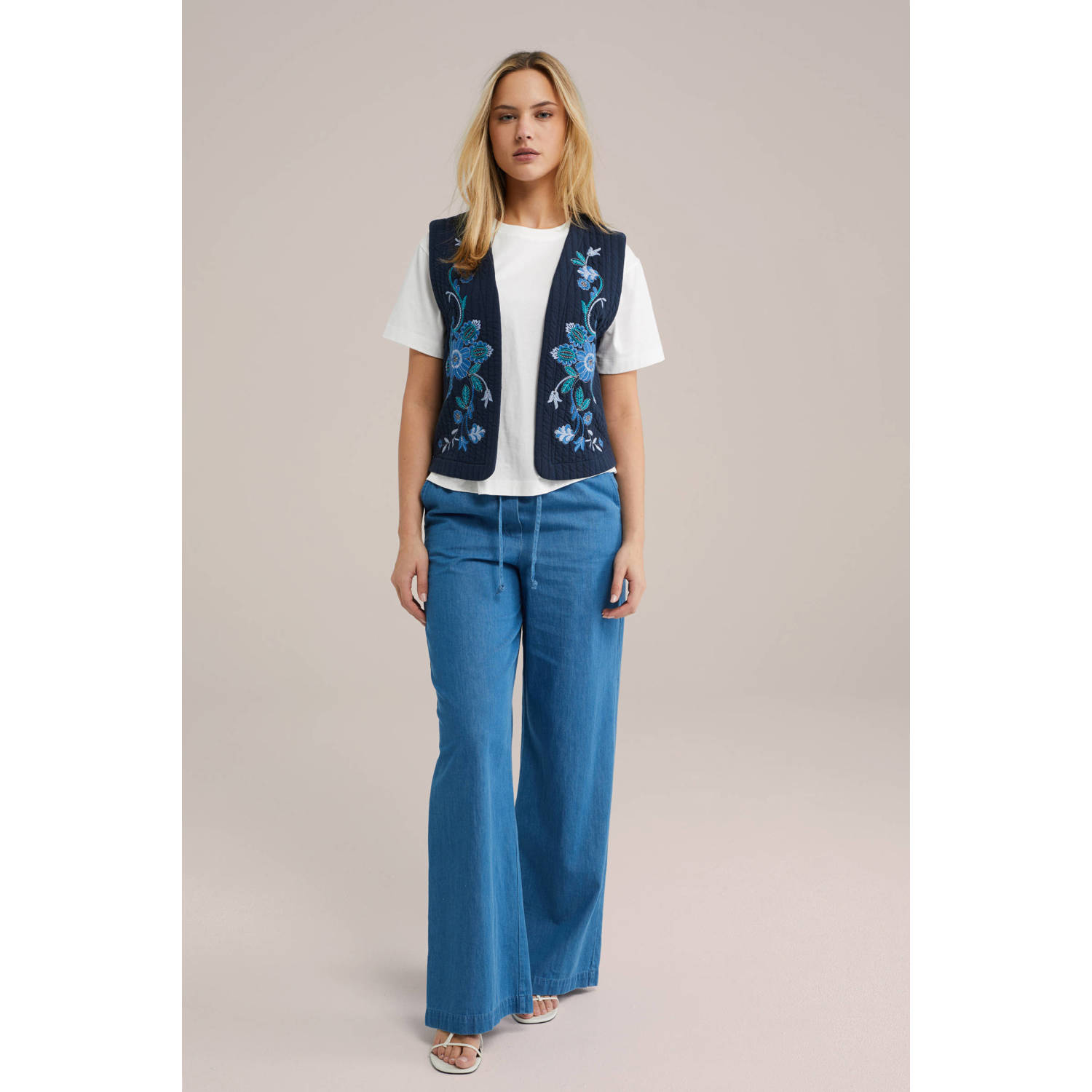 WE Fashion gilet donkerblauw