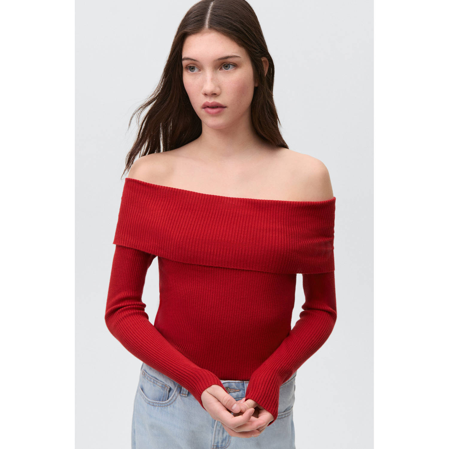 MANGO TEEN trui rood fijn gebreid