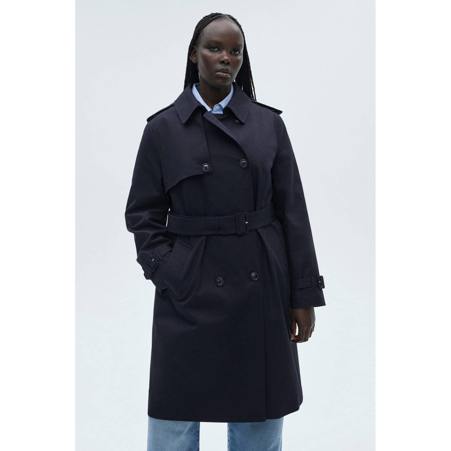 Mango trenchcoat donkerblauw