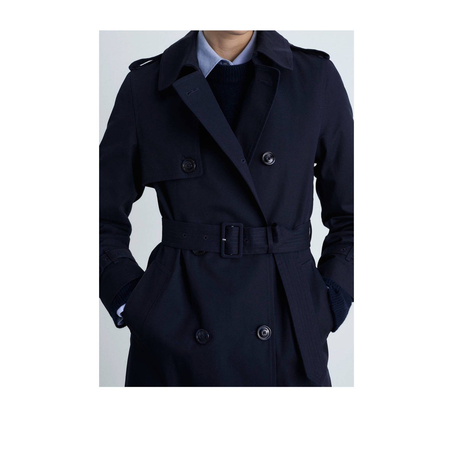 Mango trenchcoat donkerblauw