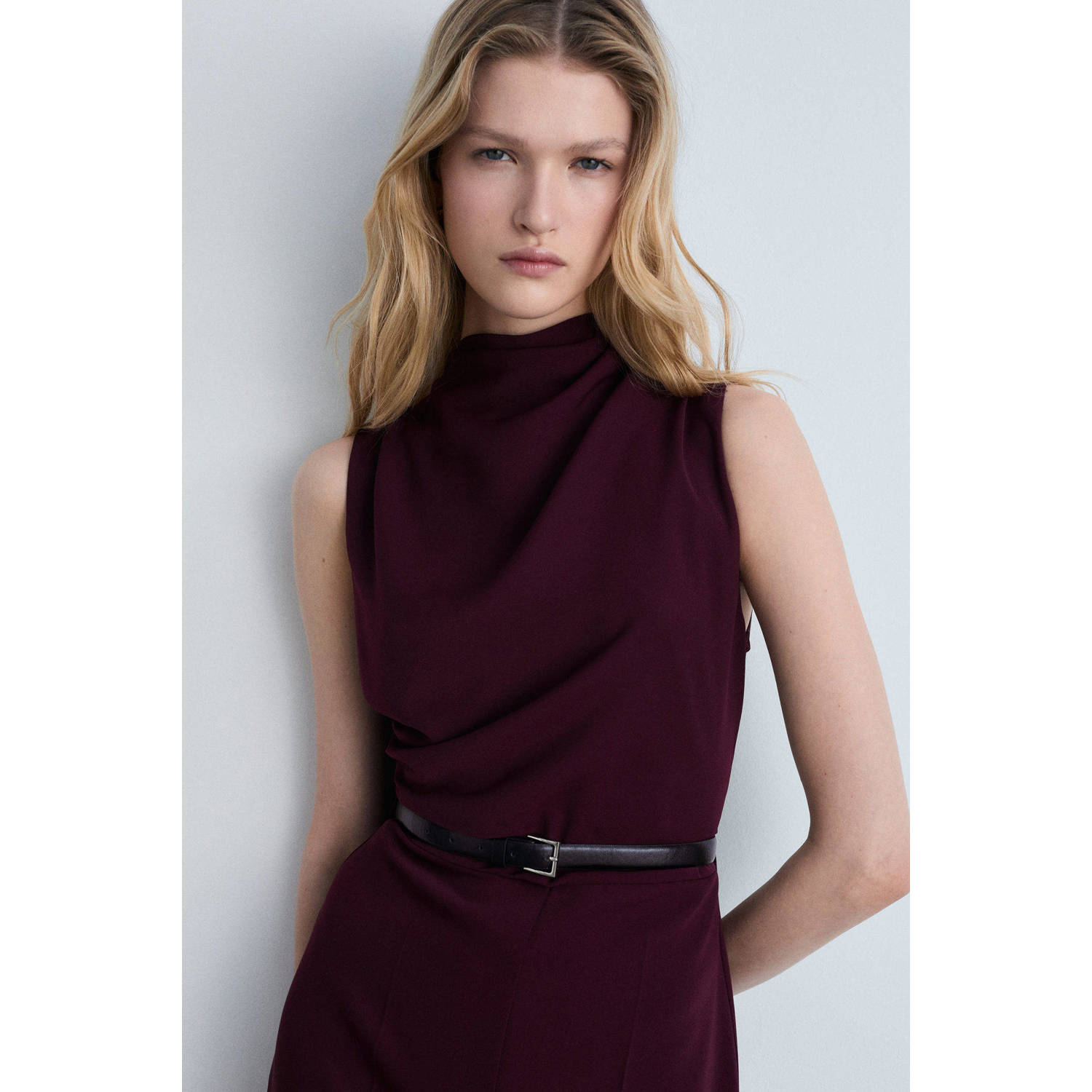 Mango straight jumpsuit donkerrood