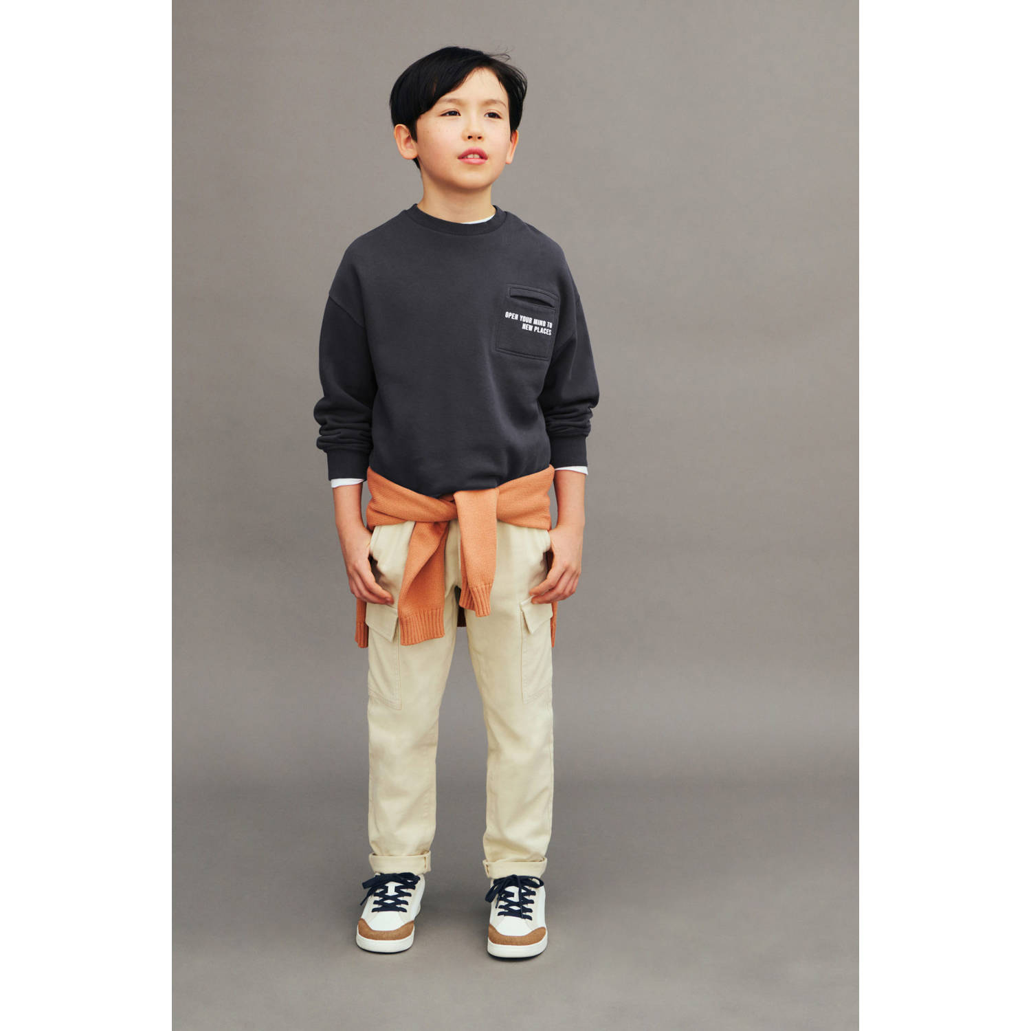 Mango Kids straight cargo broek zand