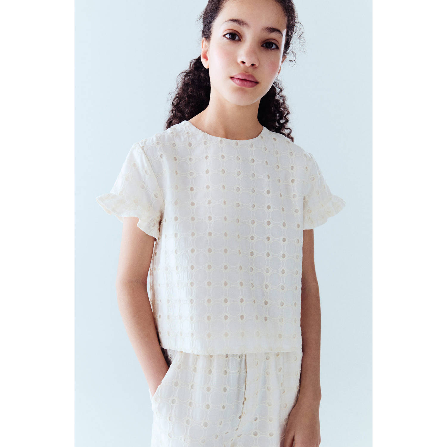 Mango Kids blousetop ecru broderie