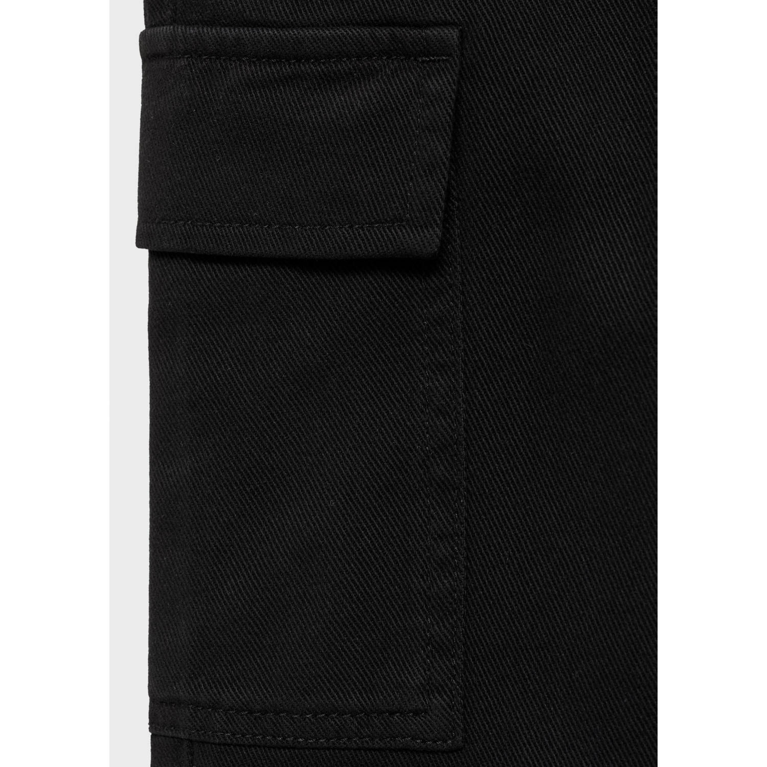 Mango Kids straight cargo broek zwart