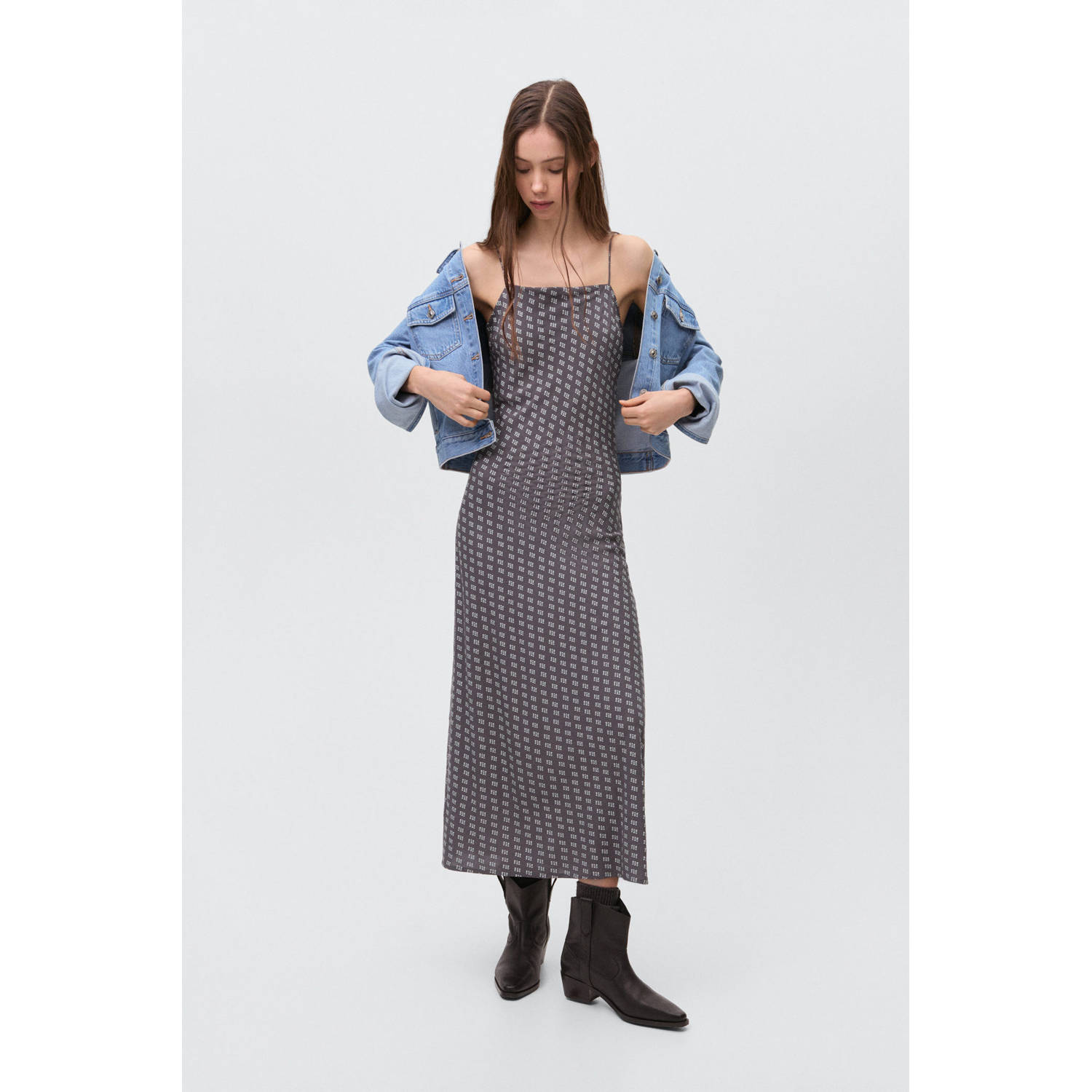 MANGO TEEN maxi jurk grijs