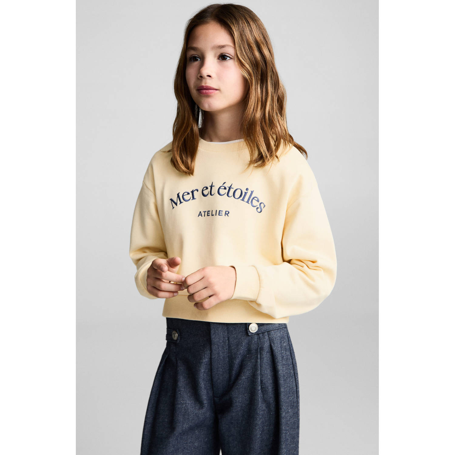 Mango Kids sweater lichtgeel