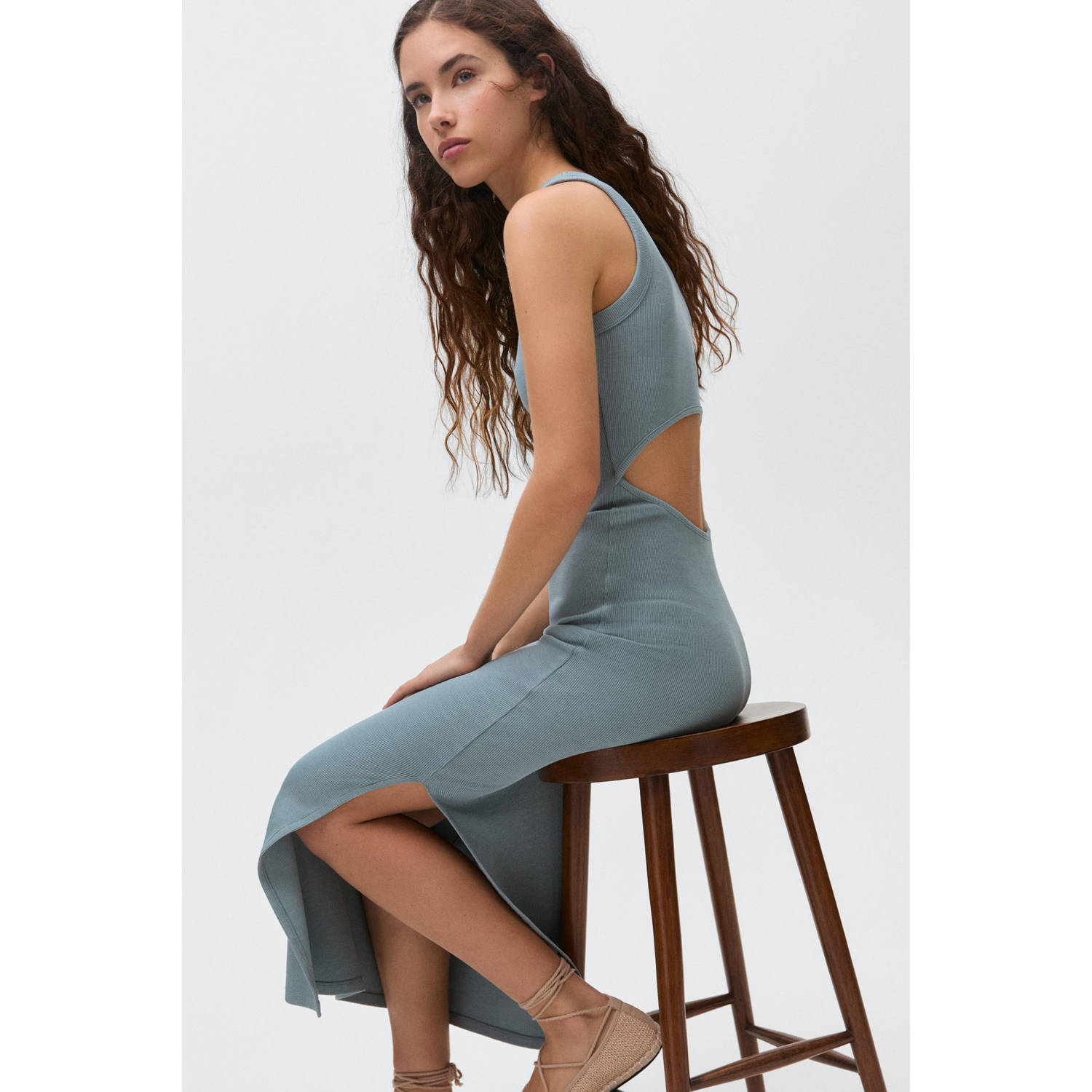 MANGO TEEN maxi jurk blauw
