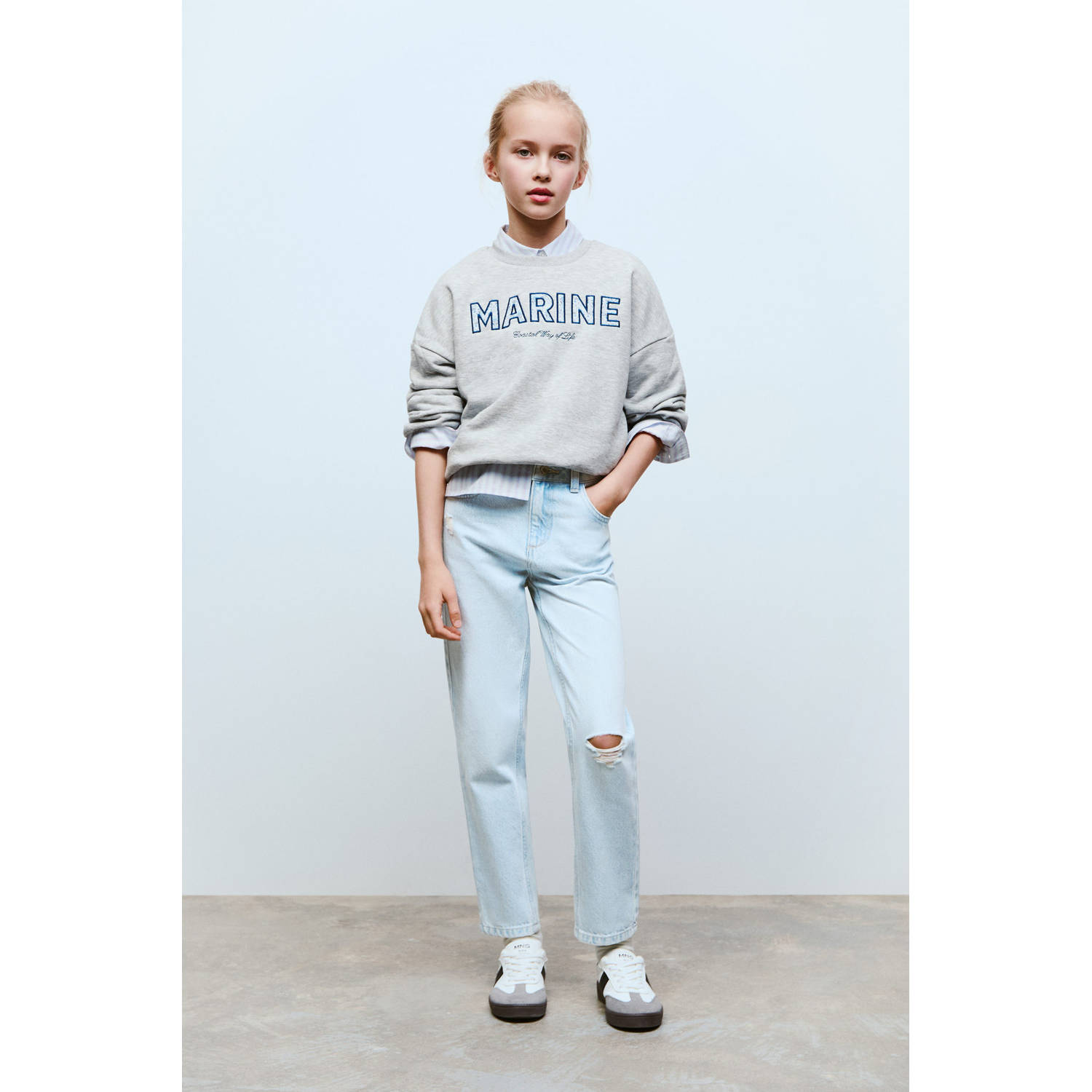 Mango Kids sweater grijs melange