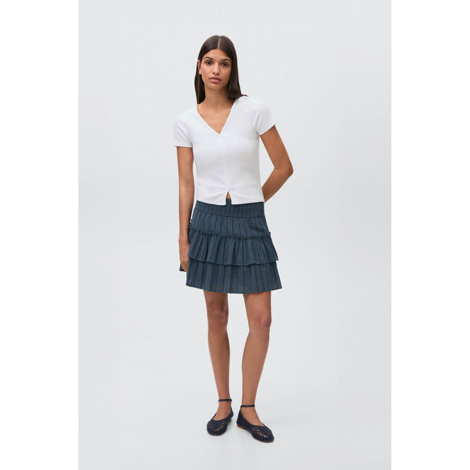 MANGO TEEN strokenrok donkerblauw