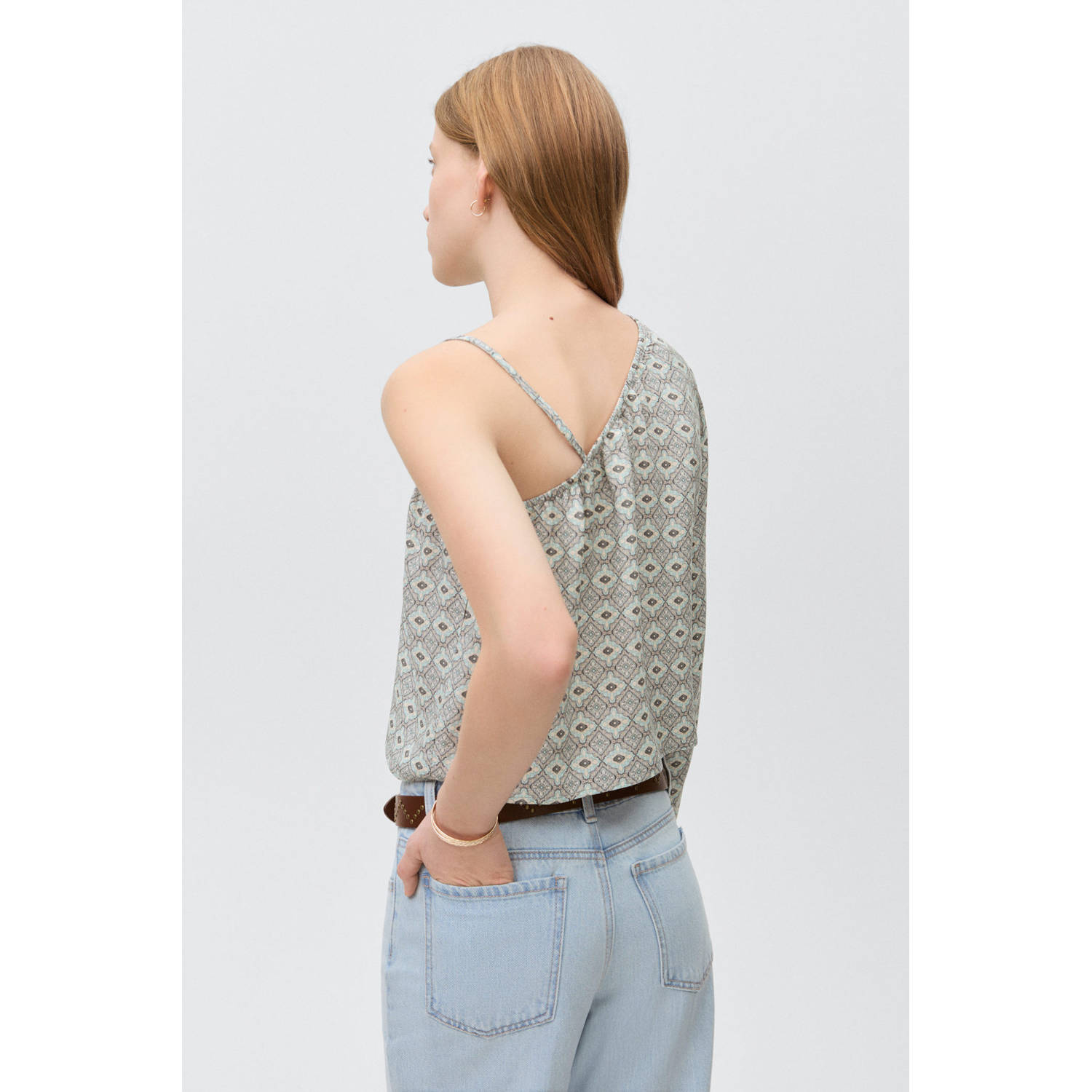 MANGO TEEN one shoulder top grijs