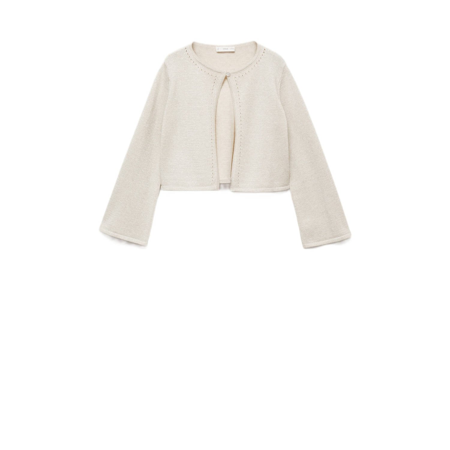 Mango Kids vest beige fijn gebreid