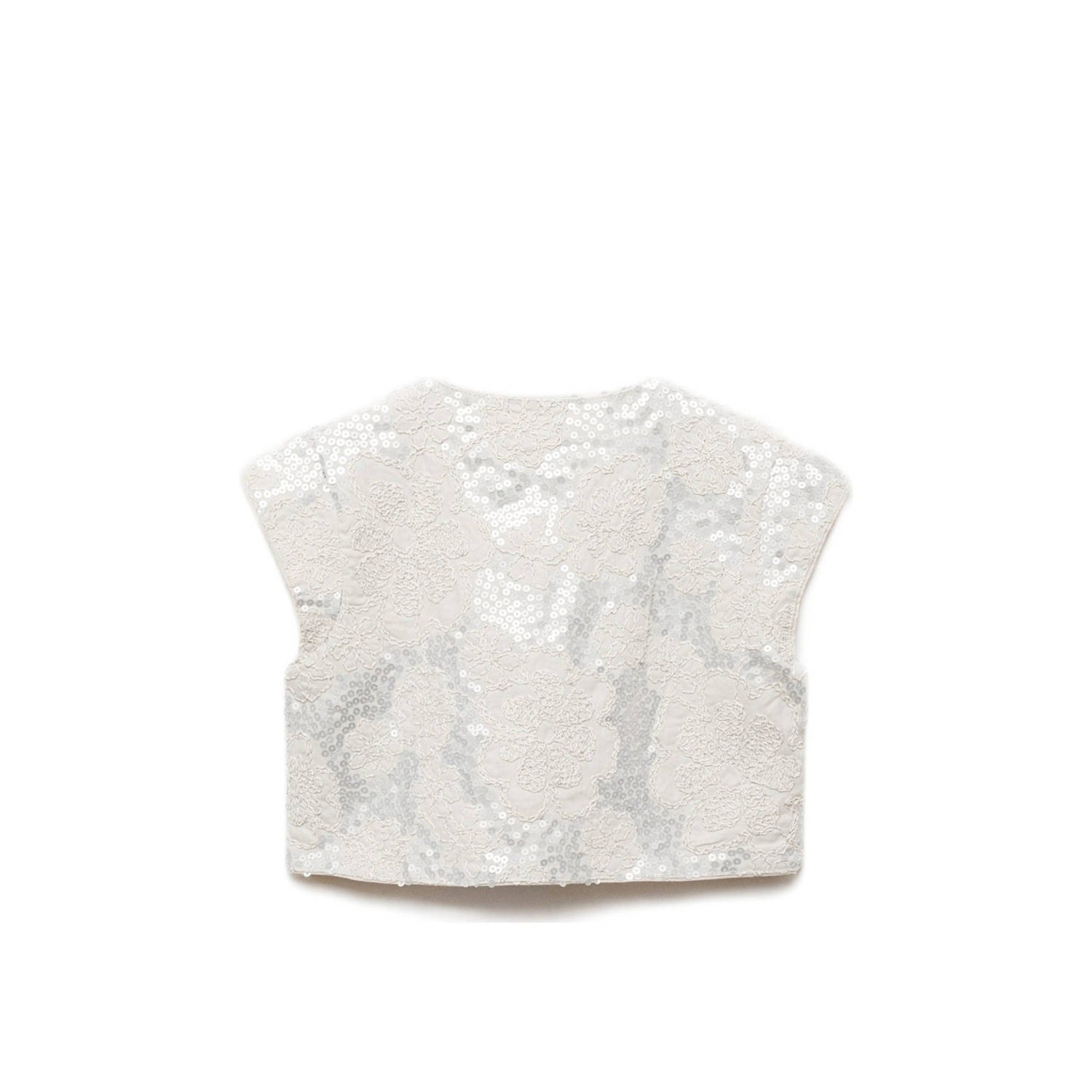 Mango Kids gilet lichtgrijs met pailletten