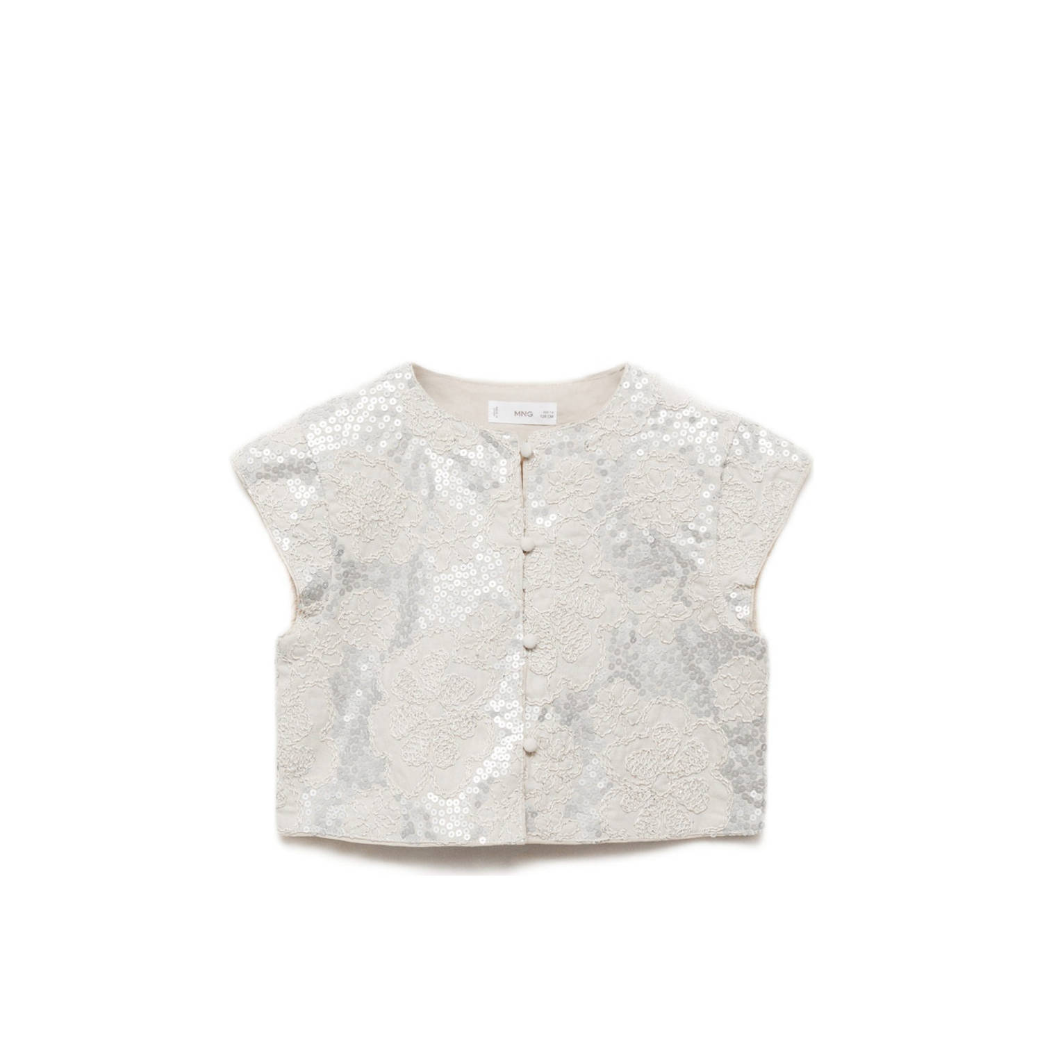 Mango Kids gilet lichtgrijs met pailletten