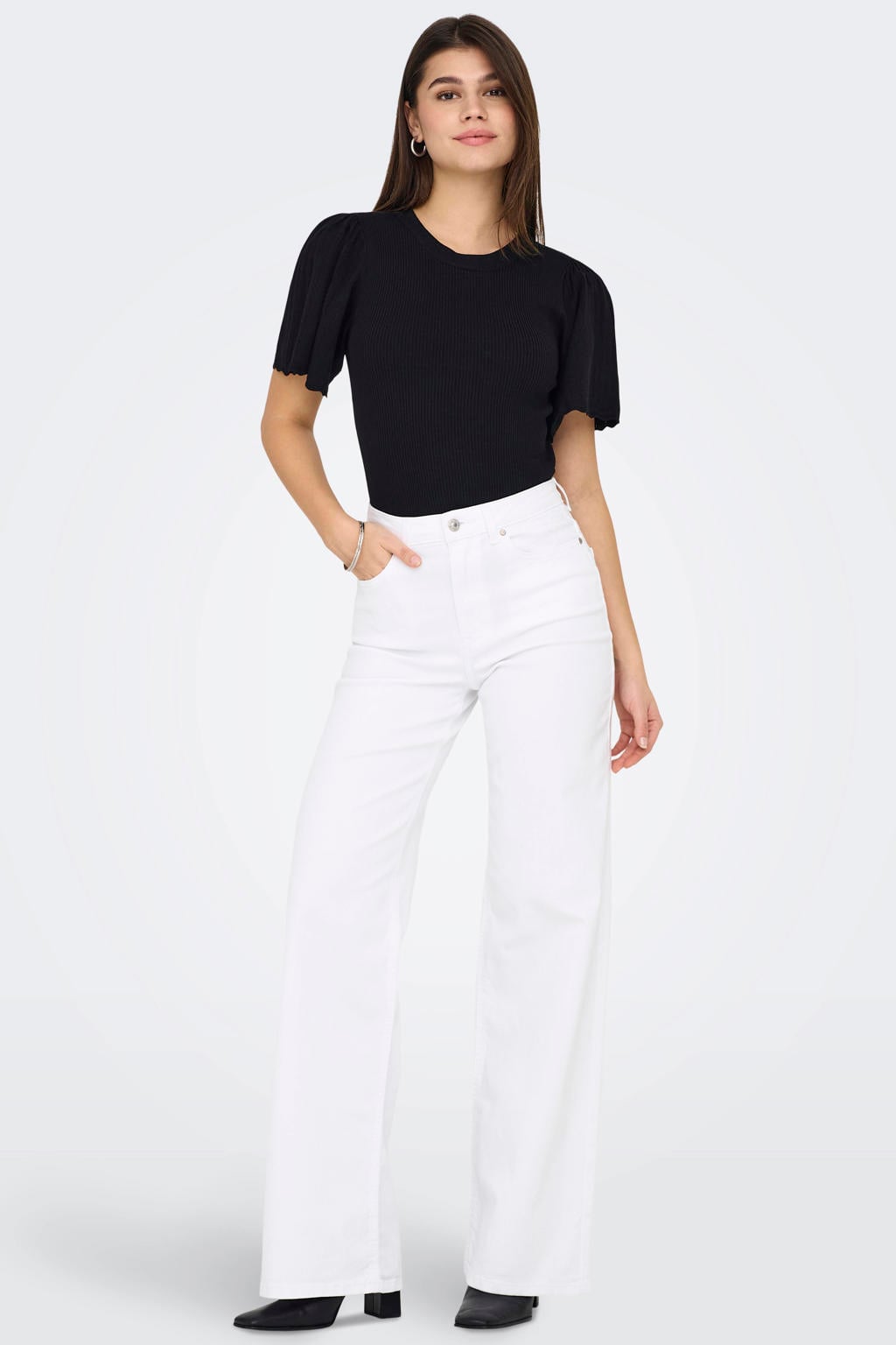 ONLY high waist wide leg jeans wit